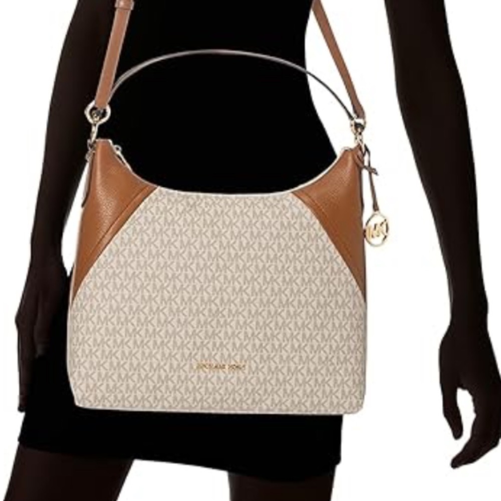Michael Kors Brown and Cream “Aria” Shoulder Bag​
